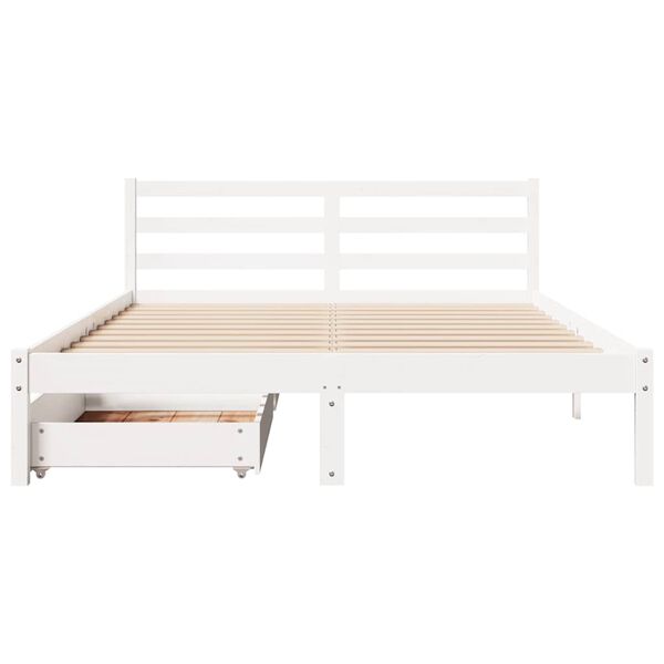 vidaXL Cadre de lit sans matelas blanc 140x190 cm bois de pin massif