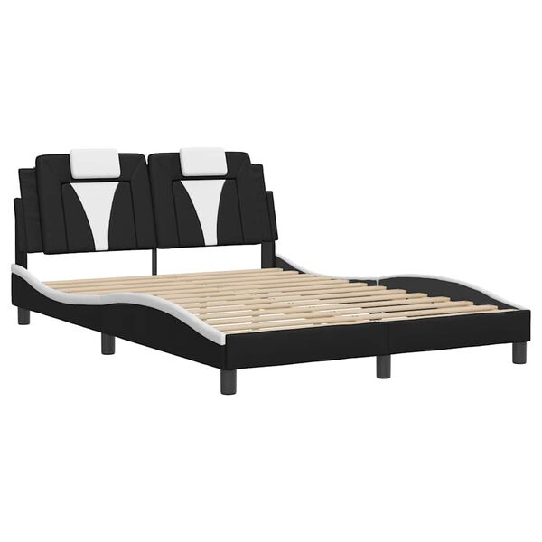 vidaXL Cadre de lit Viana sans matelas noir et blanc 120x200 cm similicuir