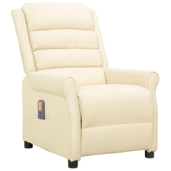 vidaXL Fauteuil de massage Crème Similicuir