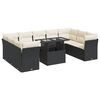 vidaXL Salon de jardin 10 pcs avec coussins noir r&eacute;sine tress&eacute;e