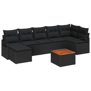 vidaXL Ensemble de canap&eacute; de jardin avec coussin 8 pcs Noir polyrotin