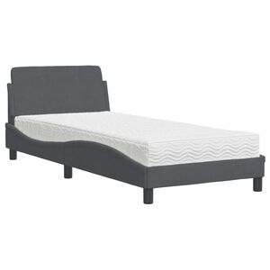 vidaXL Lit avec matelas Dover gris fonc&eacute; 80x200 cm velours
