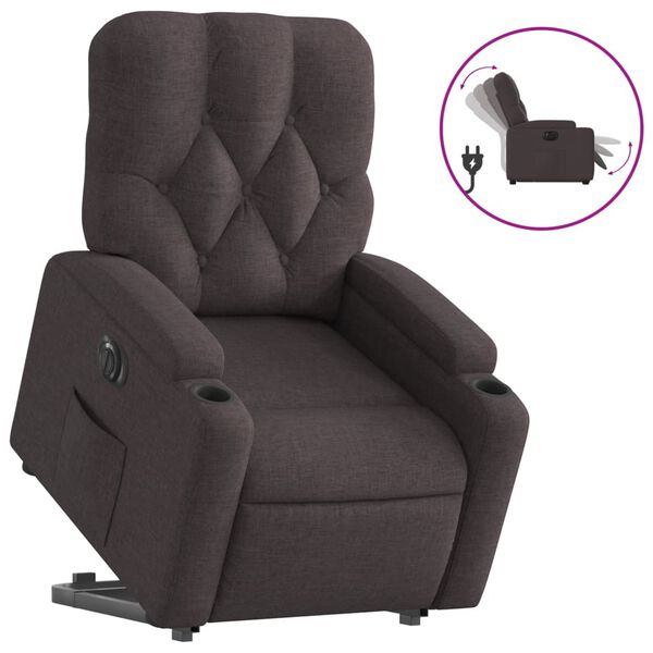 vidaXL Fauteuil inclinable &eacute;lectrique marron fonc&eacute; tissu