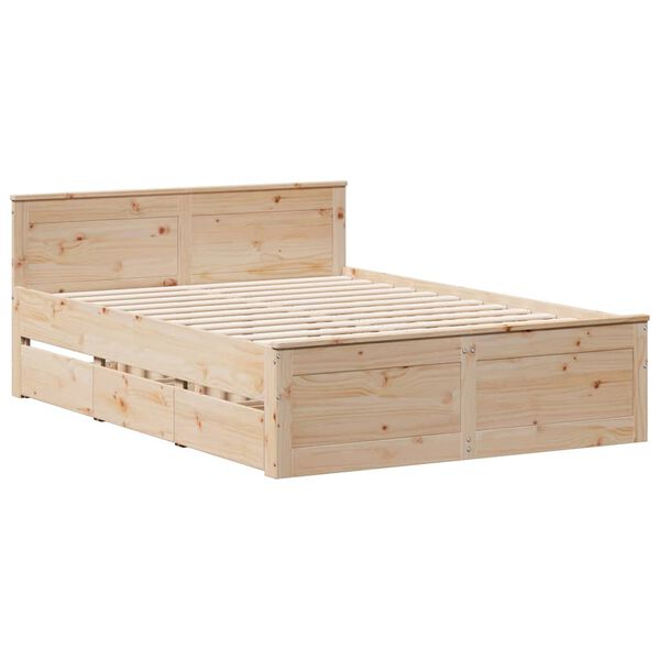 vidaXL Cadre de lit sans matelas avec tête de lit 140x190cm pin massif