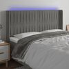 vidaXL T&ecirc;te de lit &agrave; LED Gris clair 183x16x118/128 cm Velours