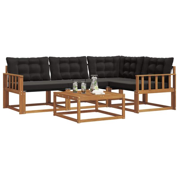 vidaXL Ensemble de canap&eacute;s d'ext&eacute;rieur 5 pcs Naturel et Noir