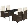 vidaXL Ensemble &agrave; manger de jardin 5 pcs et coussins marron poly rotin