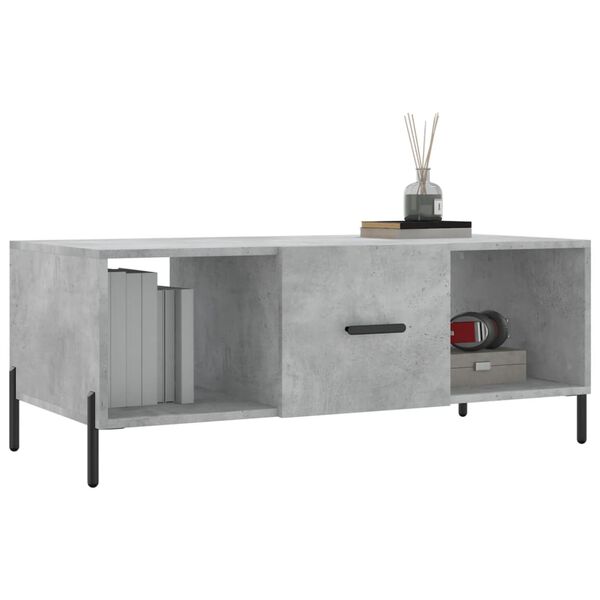 vidaXL Table basse gris b&eacute;ton 102x50x40 cm bois d'ing&eacute;nierie