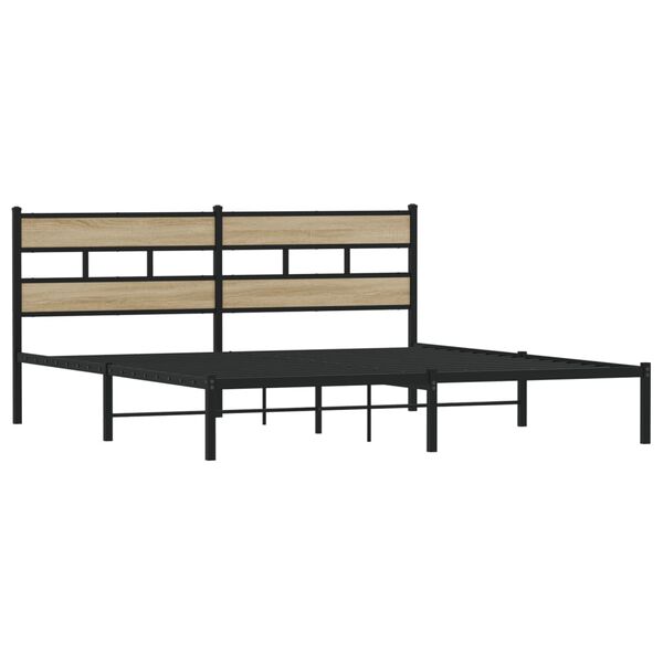 vidaXL Cadre de lit en m&eacute;tal sans matelas ch&ecirc;ne sonoma 193x203 cm