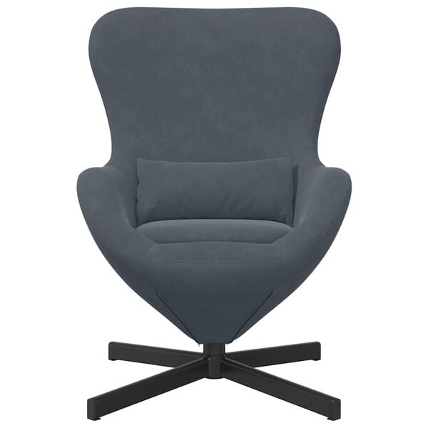 vidaXL Fauteuil &oelig;uf Gris fonc&eacute; 63 x 73 x 90 cm Velours