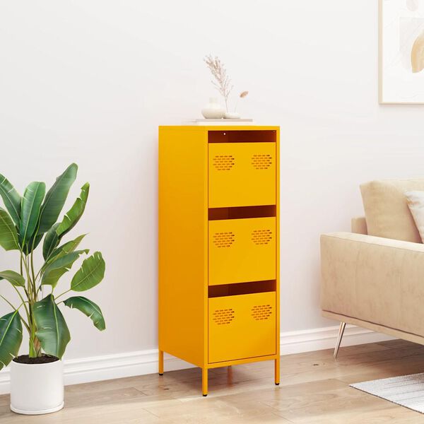 vidaXL Buffet haut jaune moutarde 39x35x103,5 cm acier