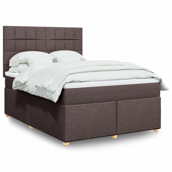 vidaXL Sommier &agrave; lattes de lit avec matelas Marron fonc&eacute; 140x190 cm