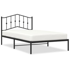 vidaXL Cadre de lit m&eacute;tal sans matelas avec t&ecirc;te de lit noir 107x203cm