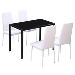 vidaXL Ensemble de salle &agrave; manger 5 pcs Cuir synth&eacute;tique Noir et blanc