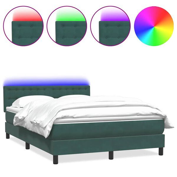 vidaXL Sommier &agrave; lattes de lit et matelas vert fonc&eacute; 140x220cm velours