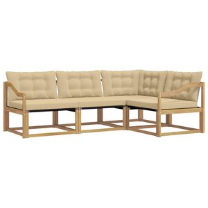 vidaXL Ensemble de canap&eacute;s d'ext&eacute;rieur 4 pcs Blanc et Beige
