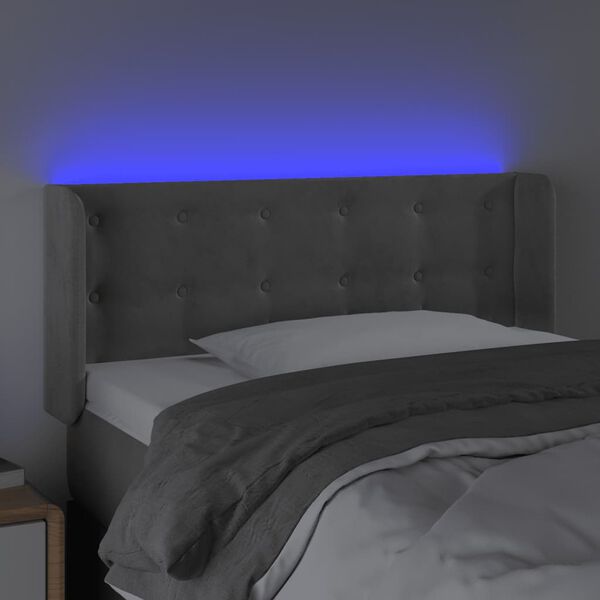 vidaXL T&ecirc;te de lit &agrave; LED Gris clair 103x16x78/88 cm Velours