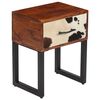 vidaXL Table de chevet Bois de Sesham et cuir v&eacute;ritable 40x30x50 cm