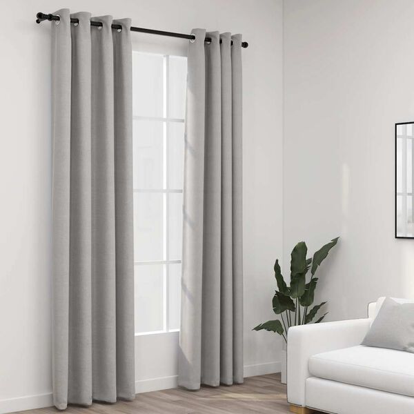 vidaXL Rideaux occultants Aspect lin avec &oelig;illets 2 pcs Gris 140x245cm