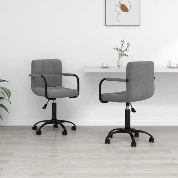 vidaXL Chaises pivotantes &agrave; manger lot de 2 gris fonc&eacute; velours