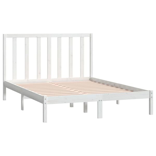 vidaXL Cadre de lit sans matelas blanc 135x190 cm bois de pin massif