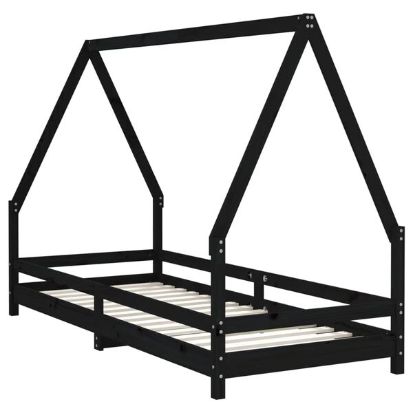 vidaXL Cadre de lit pour enfants noir 80x200 cm bois de pin massif
