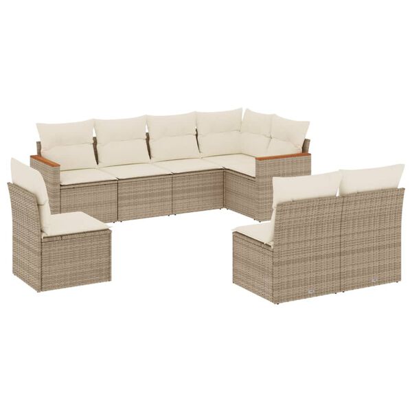 vidaXL Salon de jardin avec coussins 8 pcs beige r&eacute;sine tress&eacute;e