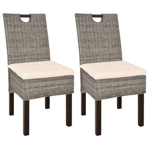 vidaXL Chaises &agrave; manger lot de 2 rotin Kubu bois de manguier
