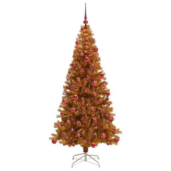 vidaXL Sapin de Noël avec 300 LED avec support Doré 180 cm PET