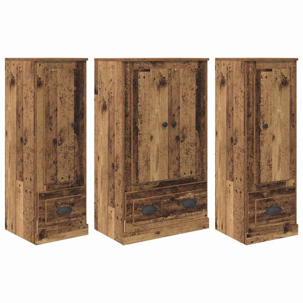 vidaXL Haut Armoire avec tiroir 3 pcs Bois Ancien Bois d'ing&eacute;nierie