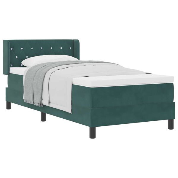 vidaXL Lit &agrave; ressorts avec matelas Vert fonc&eacute; 200 x 100 cm Velours