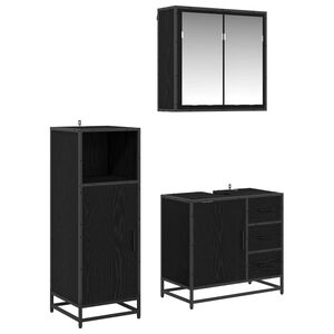 vidaXL Ensemble de mobilier de salle de bain 3 pcs Ch&ecirc;ne noir
