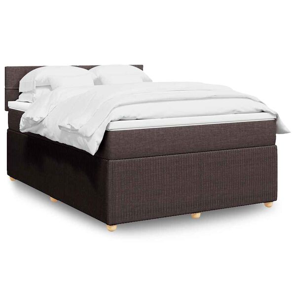 vidaXL Sommier &agrave; lattes de lit avec matelas Marron fonc&eacute; 140x190 cm