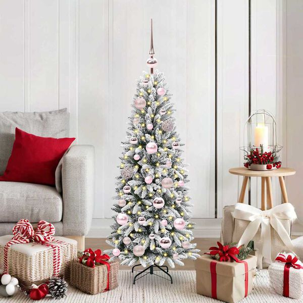 vidaXL Sapin de No&euml;l artificiel avec 150 LED avec support Blanc 120 cm
