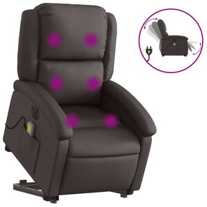 vidaXL Fauteuil inclinable de massage &eacute;lectrique marron fonc&eacute;