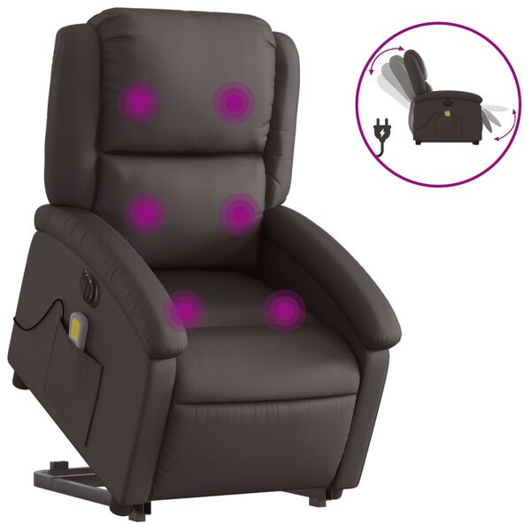 vidaXL Fauteuil inclinable de massage &eacute;lectrique marron fonc&eacute;