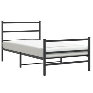 vidaXL Cadre de lit m&eacute;tal sans matelas avec pied de lit noir 100x190cm