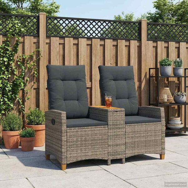 vidaXL Banc inclinable avec table Gris et Gris fonc&eacute; 126 x 65 x 112 cm