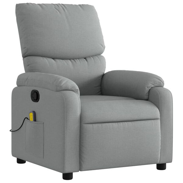 vidaXL Fauteuil inclinable de massage gris clair tissu