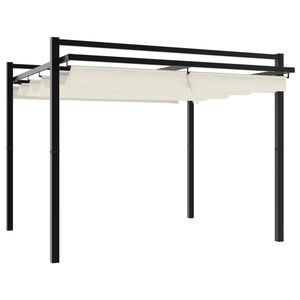 vidaXL Tonnelle de jardin avec toit r&eacute;tractable cr&egrave;me 3x3 m aluminium