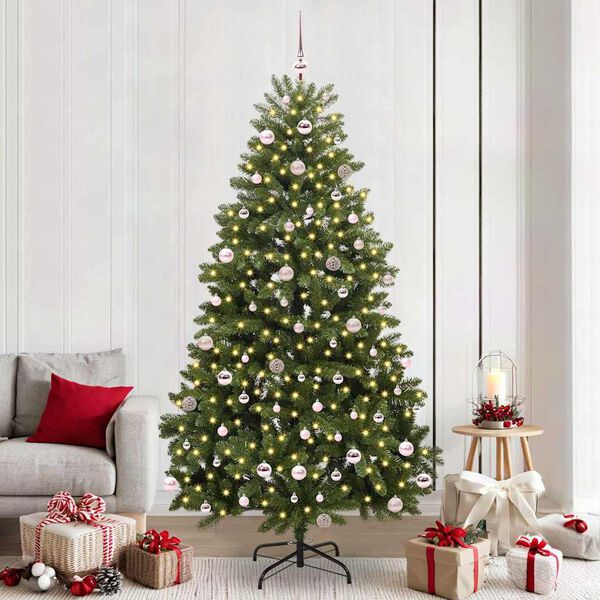 vidaXL Sapin de No&euml;l artificiel avec 300 LED Vert 240 cm PVC et m&eacute;tal