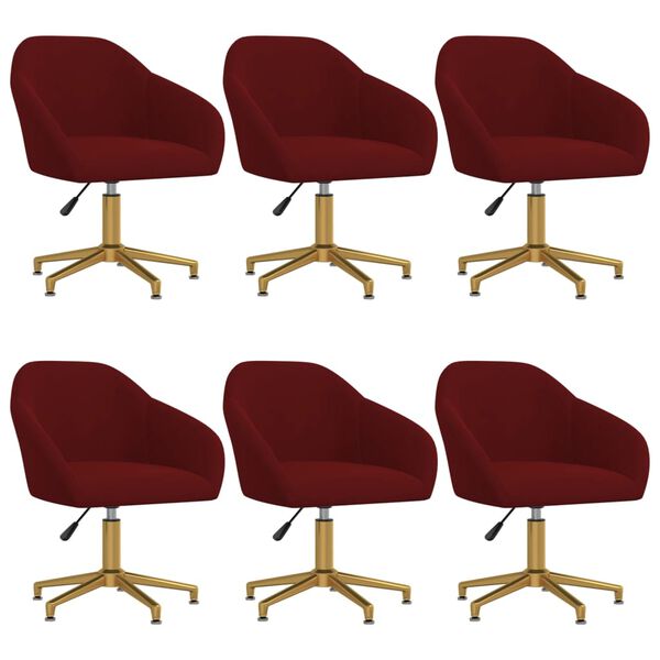 vidaXL Chaises &agrave; manger pivotantes lot de 6 rouge bordeaux velours