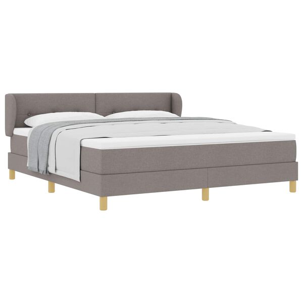 vidaXL Lit &agrave; ressorts avec matelas Taupe 180 x 200 cm tissu
