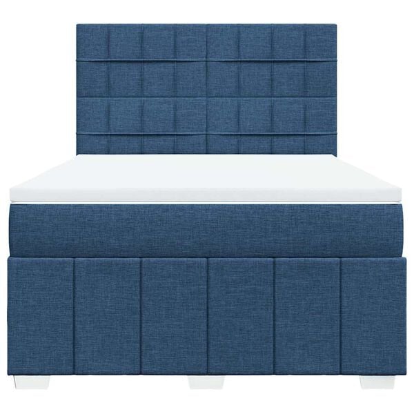 vidaXL Sommier &agrave; lattes de lit avec matelas Bleu 140x190 cm Tissu