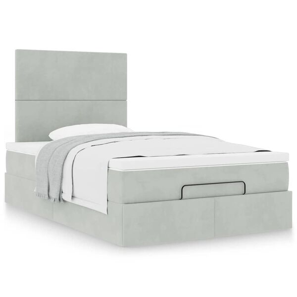 vidaXL Cadre de lit ottoman avec matelas gris clair 120x190 cm velours