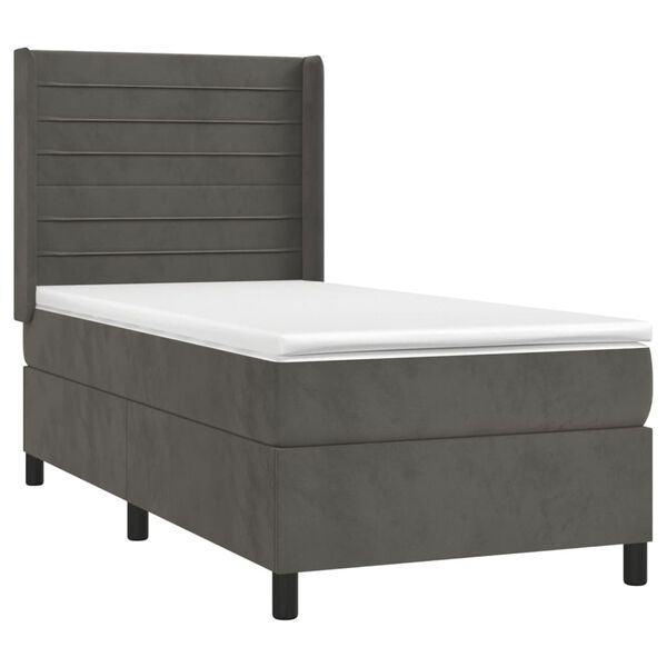vidaXL Sommier &agrave; lattes de lit et matelas Gris fonc&eacute; 80x200 cm Velours