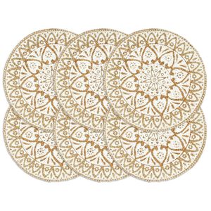 vidaXL Napperons 6 pcs Blanc 38 cm Rond Jute