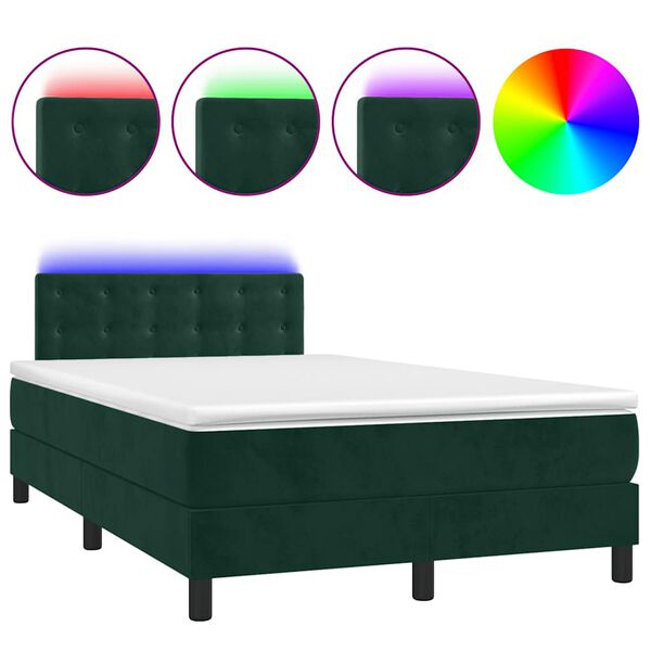 vidaXL Sommier &agrave; lattes de lit avec matelas LED vert fonc&eacute; 120x190 cm