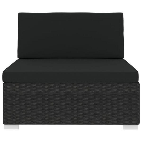 vidaXL Si&egrave;ge central sectionnel 1 pc et coussins R&eacute;sine tress&eacute;e Noir
