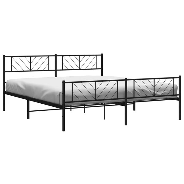 vidaXL Cadre de lit m&eacute;tal sans matelas avec pied de lit noir 200x200cm